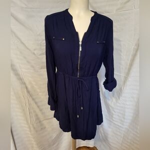 Lily Morgan Navy Dress with Tie Waist, Size Large